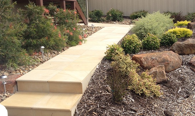 Dromana After Sandstone paving